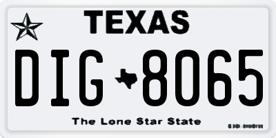 TX license plate DIG8065