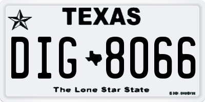 TX license plate DIG8066