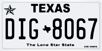 TX license plate DIG8067