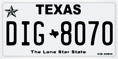 TX license plate DIG8070