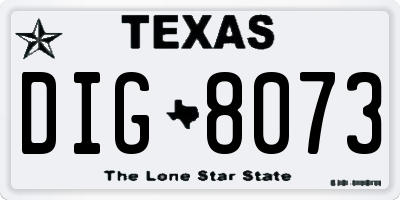 TX license plate DIG8073