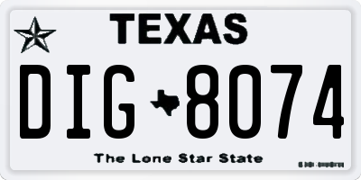 TX license plate DIG8074