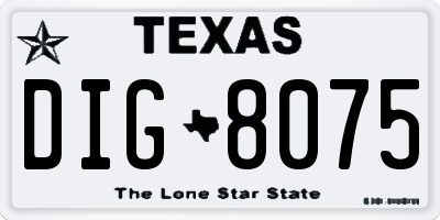 TX license plate DIG8075