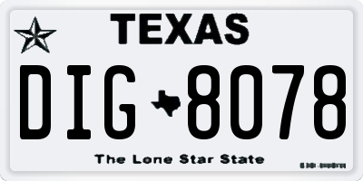 TX license plate DIG8078