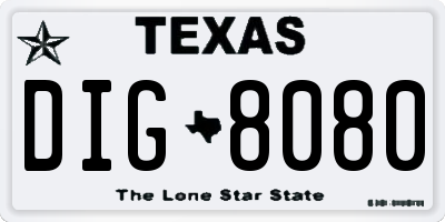 TX license plate DIG8080