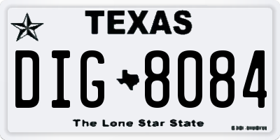 TX license plate DIG8084