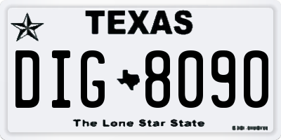 TX license plate DIG8090