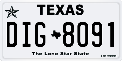 TX license plate DIG8091