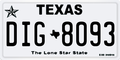 TX license plate DIG8093