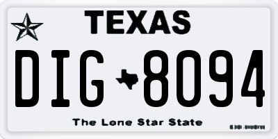 TX license plate DIG8094
