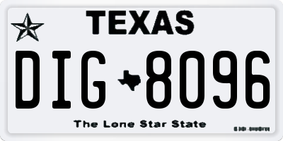 TX license plate DIG8096