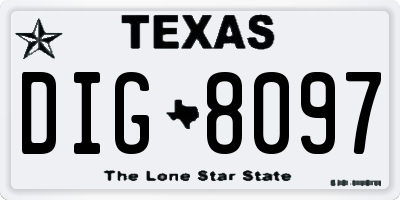 TX license plate DIG8097