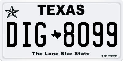 TX license plate DIG8099