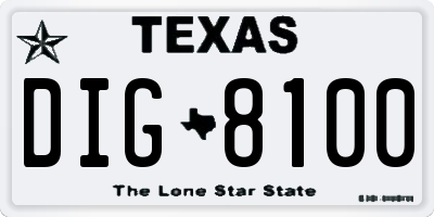 TX license plate DIG8100
