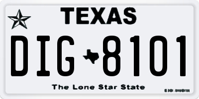 TX license plate DIG8101