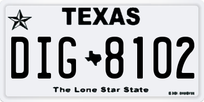 TX license plate DIG8102