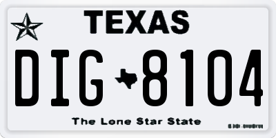 TX license plate DIG8104
