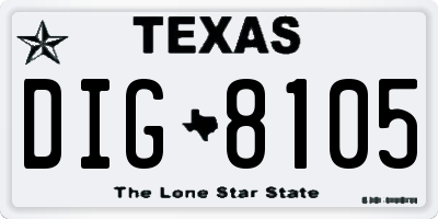 TX license plate DIG8105