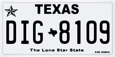TX license plate DIG8109