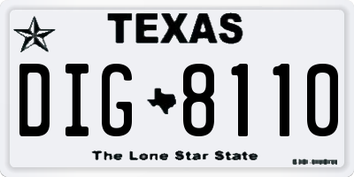 TX license plate DIG8110