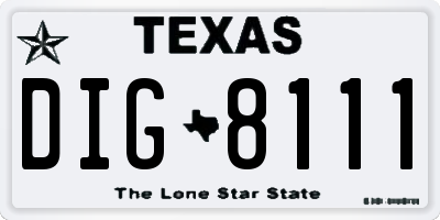 TX license plate DIG8111