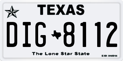 TX license plate DIG8112