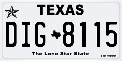 TX license plate DIG8115