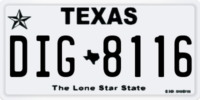 TX license plate DIG8116