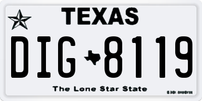 TX license plate DIG8119
