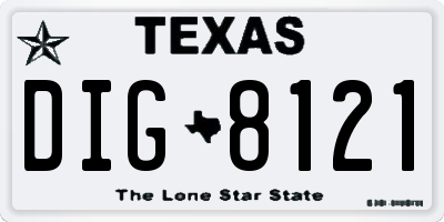 TX license plate DIG8121