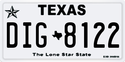 TX license plate DIG8122
