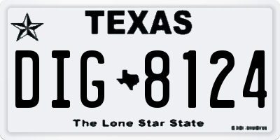 TX license plate DIG8124