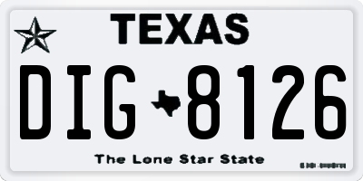 TX license plate DIG8126