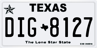 TX license plate DIG8127