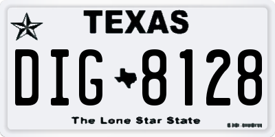 TX license plate DIG8128