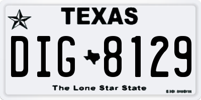 TX license plate DIG8129