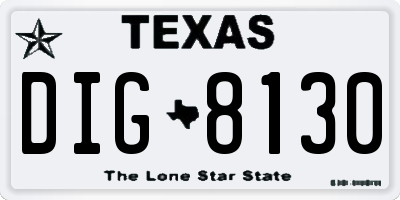 TX license plate DIG8130