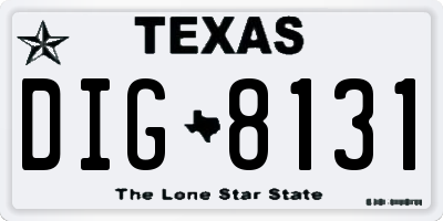 TX license plate DIG8131
