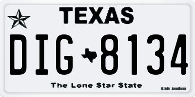 TX license plate DIG8134