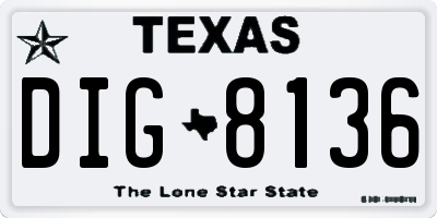 TX license plate DIG8136