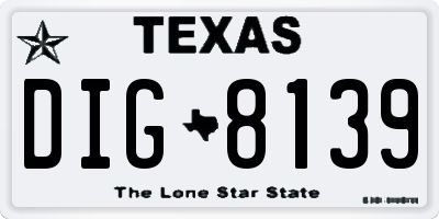 TX license plate DIG8139