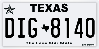TX license plate DIG8140