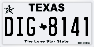 TX license plate DIG8141