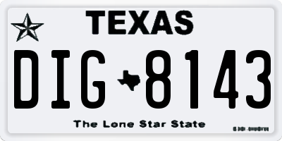 TX license plate DIG8143