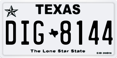 TX license plate DIG8144