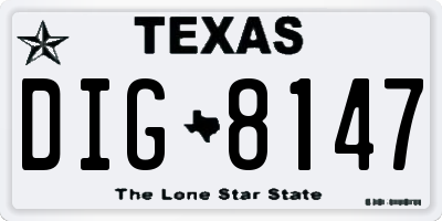 TX license plate DIG8147