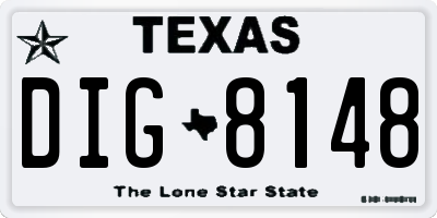 TX license plate DIG8148