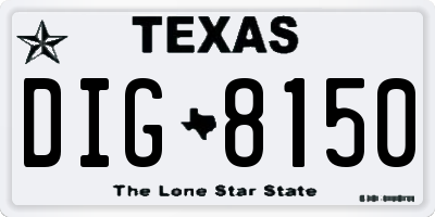 TX license plate DIG8150