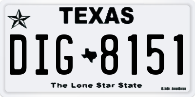 TX license plate DIG8151