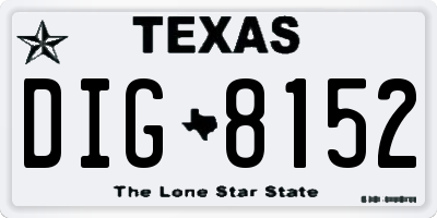 TX license plate DIG8152